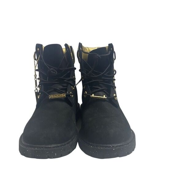 TIMBERLAND Women’s Rebolt Boot Black Gold Size 6 Nubuck Suede Leather Lace Up - Picture 1 of 14